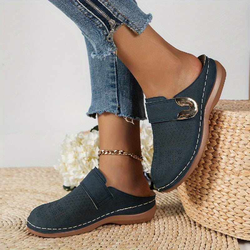 Women's Wedge Slippers | Metal Buckle