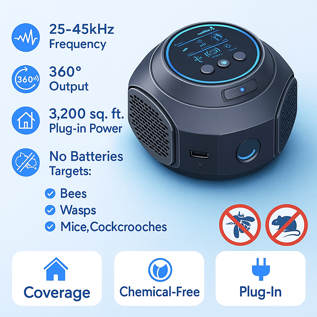 Ultrasonic Bee and Wasp Repellent for 360-Degree Coverage
