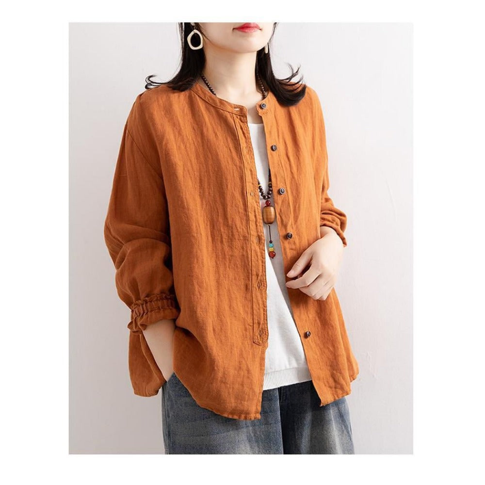 Long Sleeve Button Up Blouse for Women - Viola