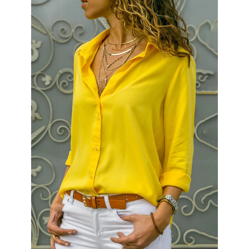 Formal Long Sleeve Blouse for Women | Button Front Design