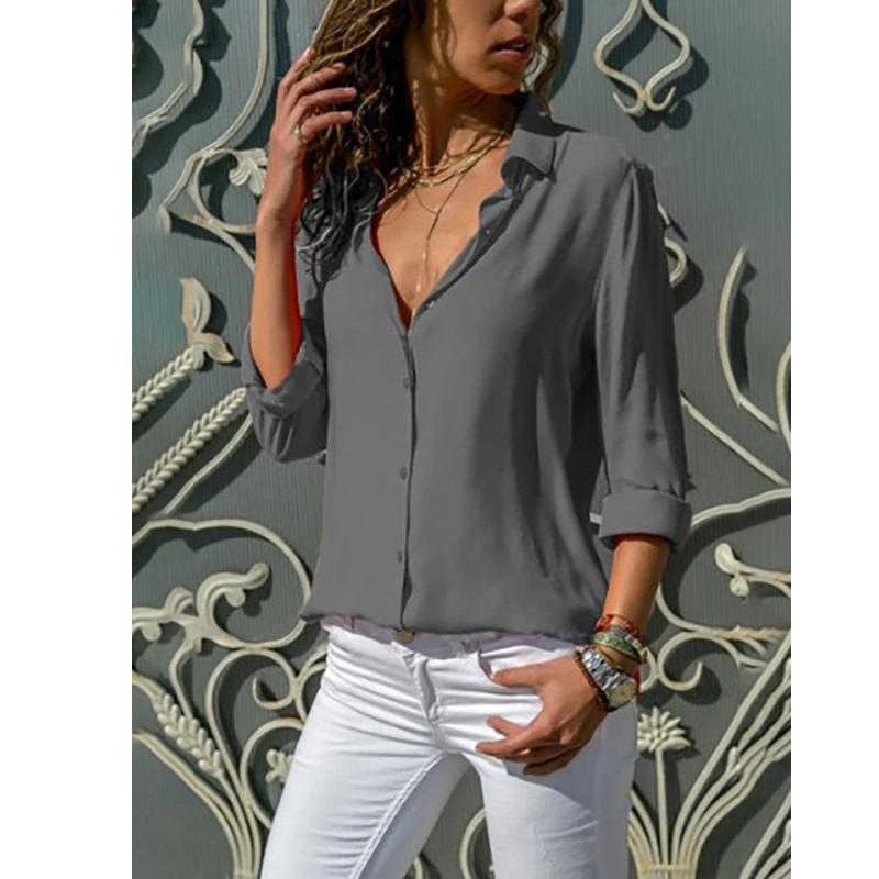 Formal Long Sleeve Blouse for Women | Button Front Design