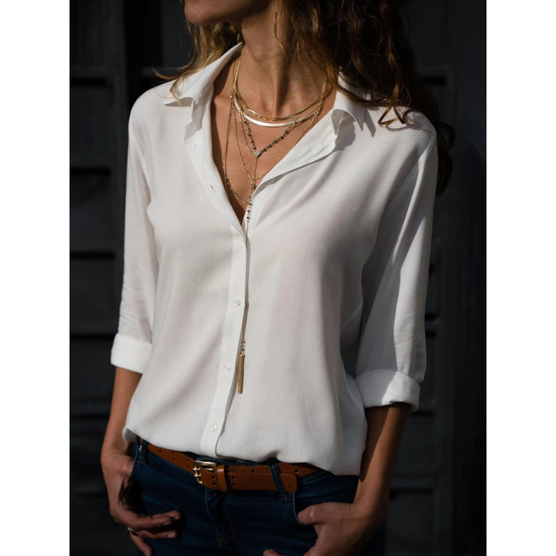 Formal Long Sleeve Blouse for Women | Button Front Design