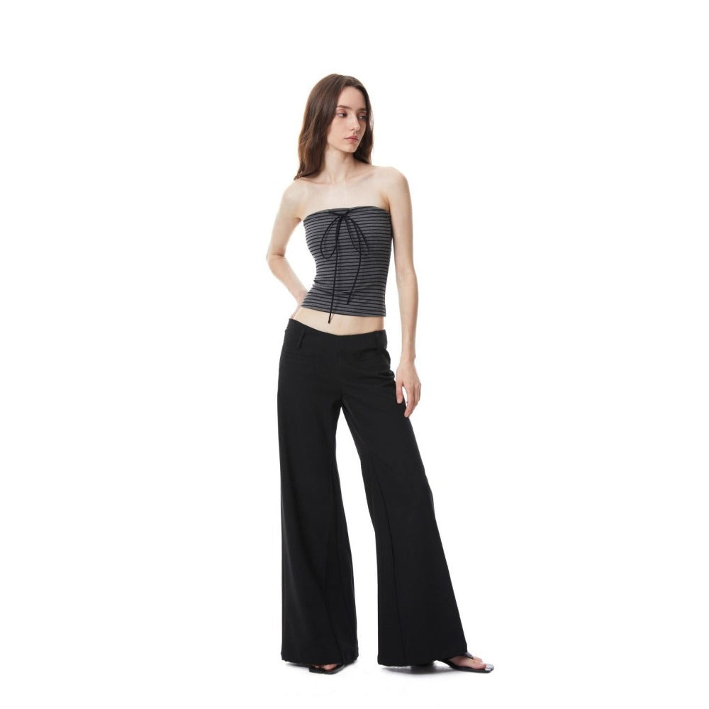 Black Gray Striped Tube Top for Women - Morena