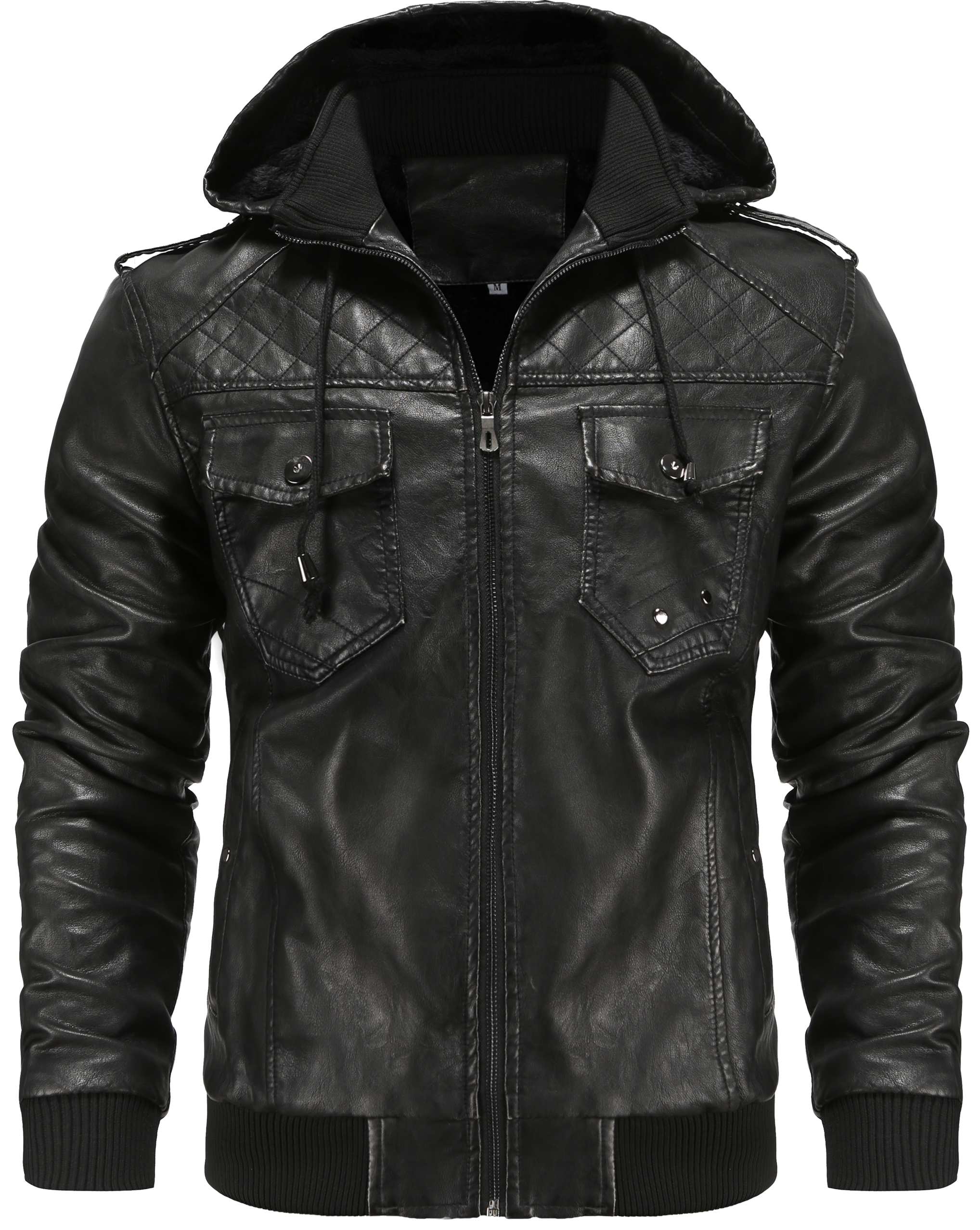 Men's Hooded Leather Jacket | Winter