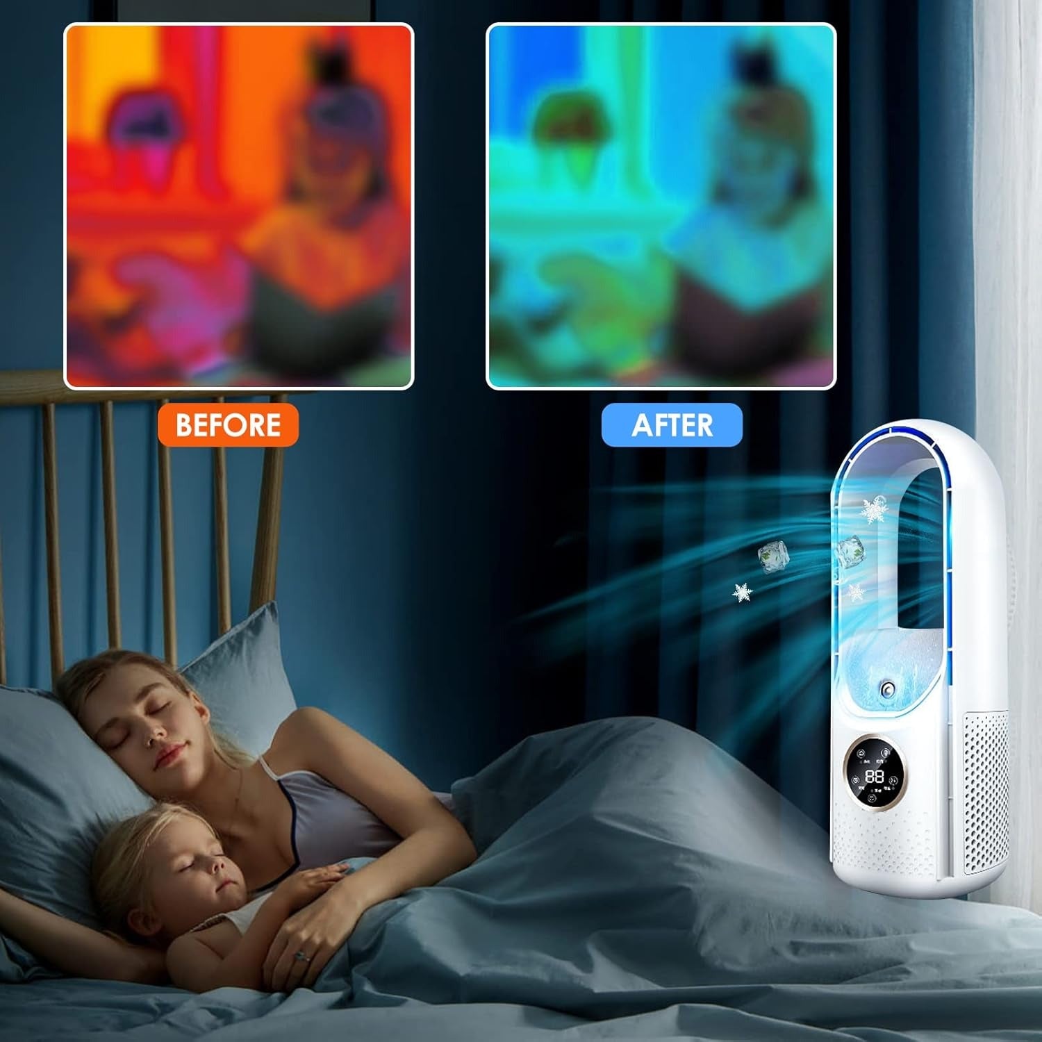 Silent Bladeless Portable Air Conditioner: Ergonomic Design for Home and Office Use