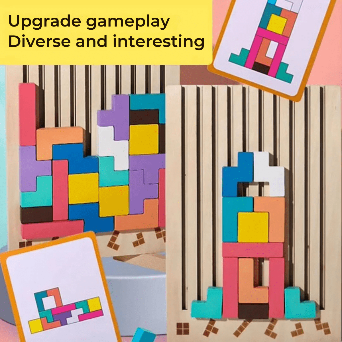 Montessori Wooden Tetris for Creative Stacking and Logic Training