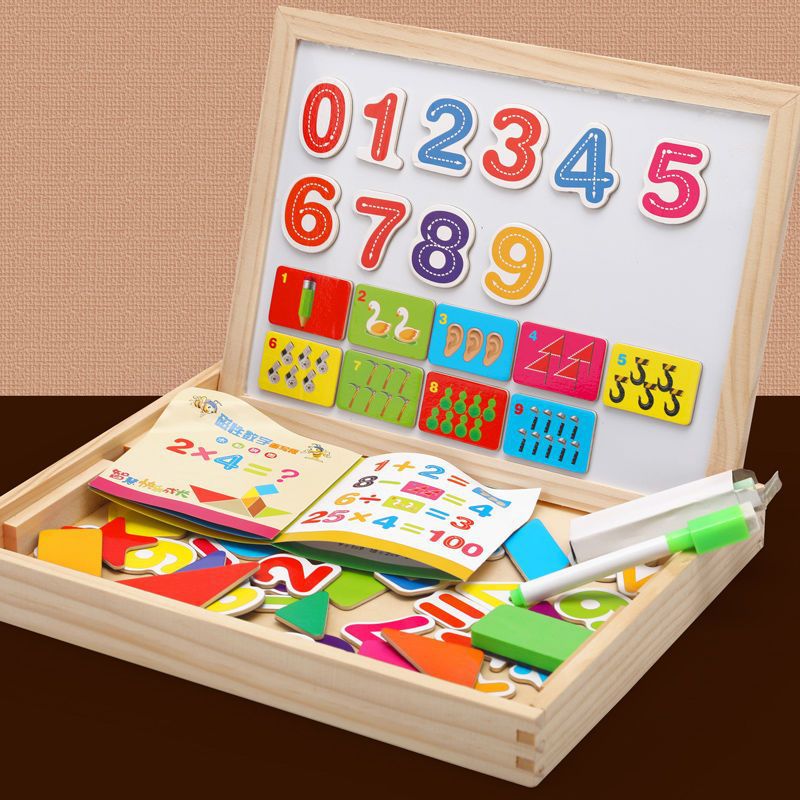 2-in-1 Montessori Drawing Board with Magnetic Surface & Chalkboard for Kids
