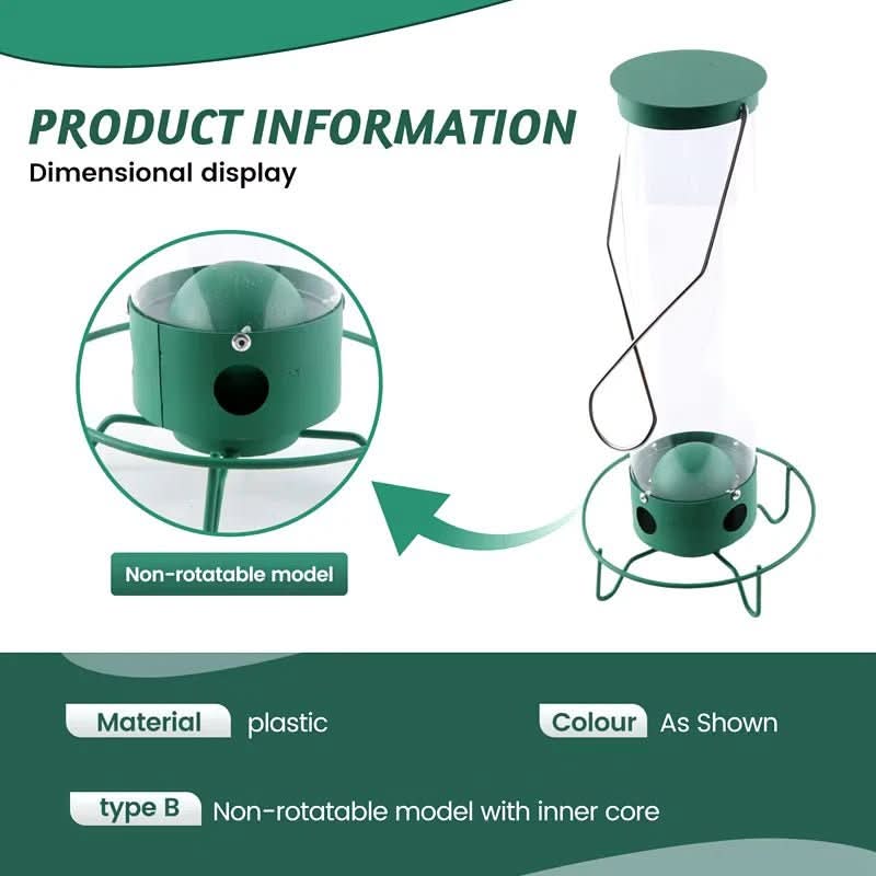 Squirrel-Proof Birdhouse with Rotating Perch and 4 Feeding Openings