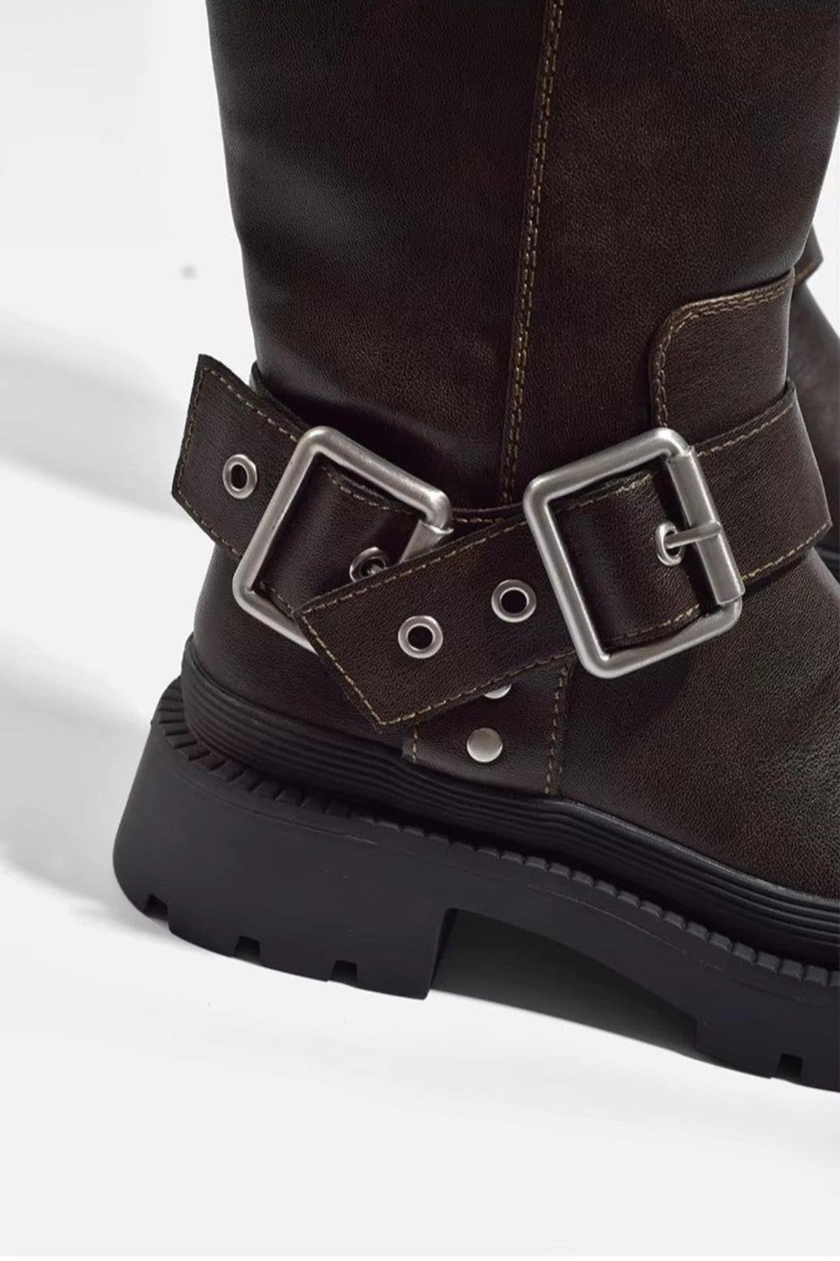 Knee High Chunky Boots | Brown