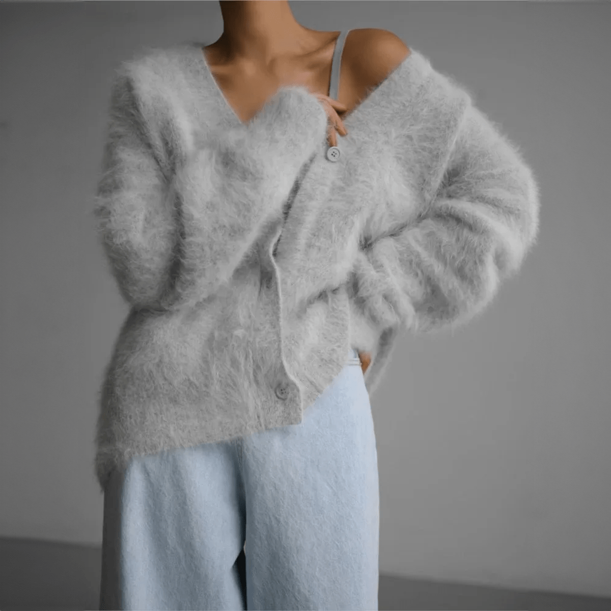 Women's Knit V-Neck Cardigan | Oversize