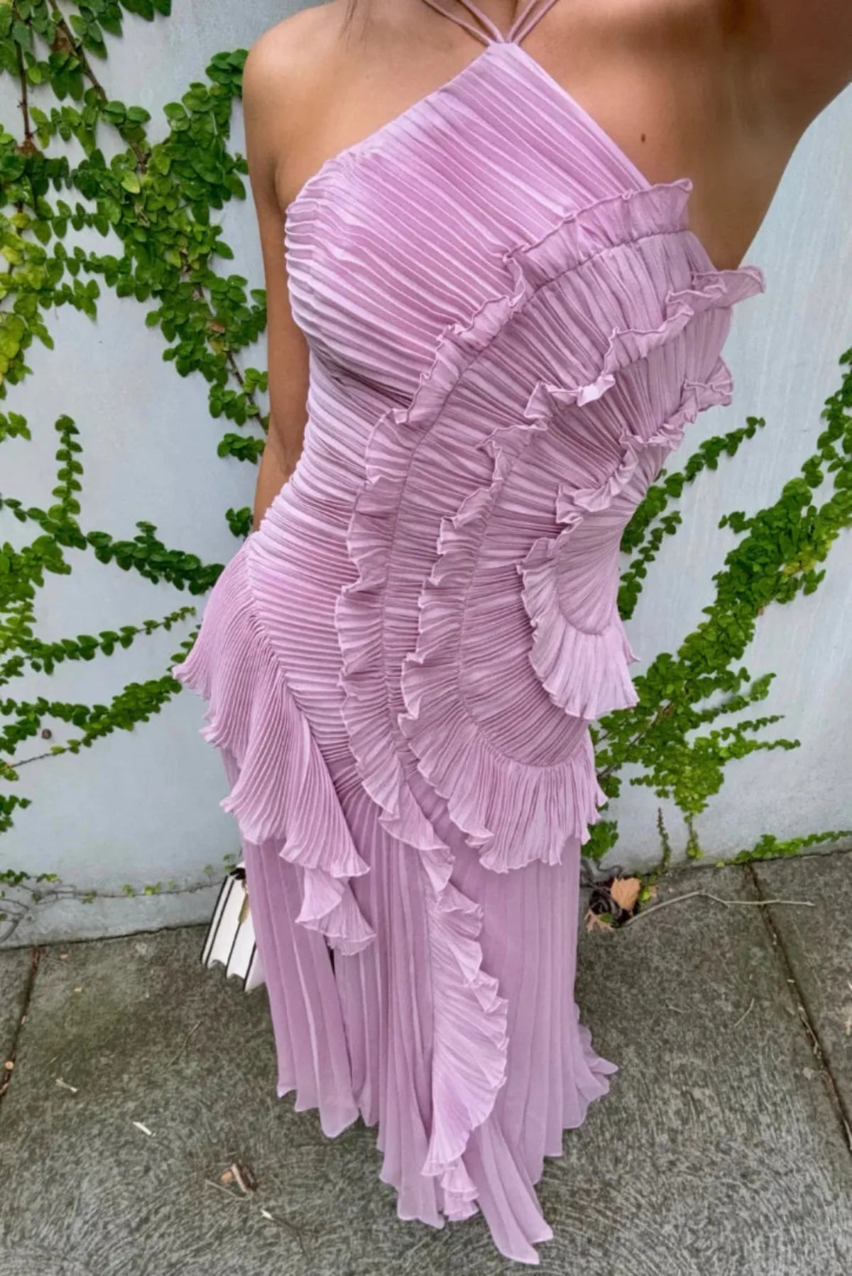 Party Ruffled Split Dress | Purple