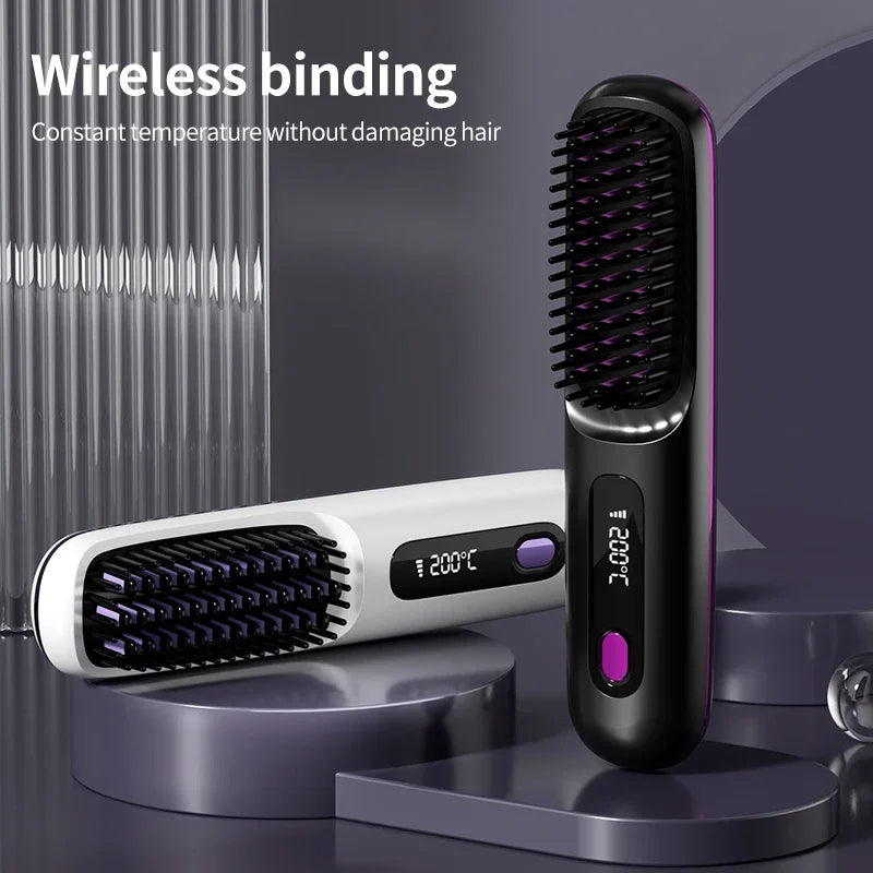Wireless Hair Straightener | USB Charging & LCD Display | Ceramic & Ion Technology