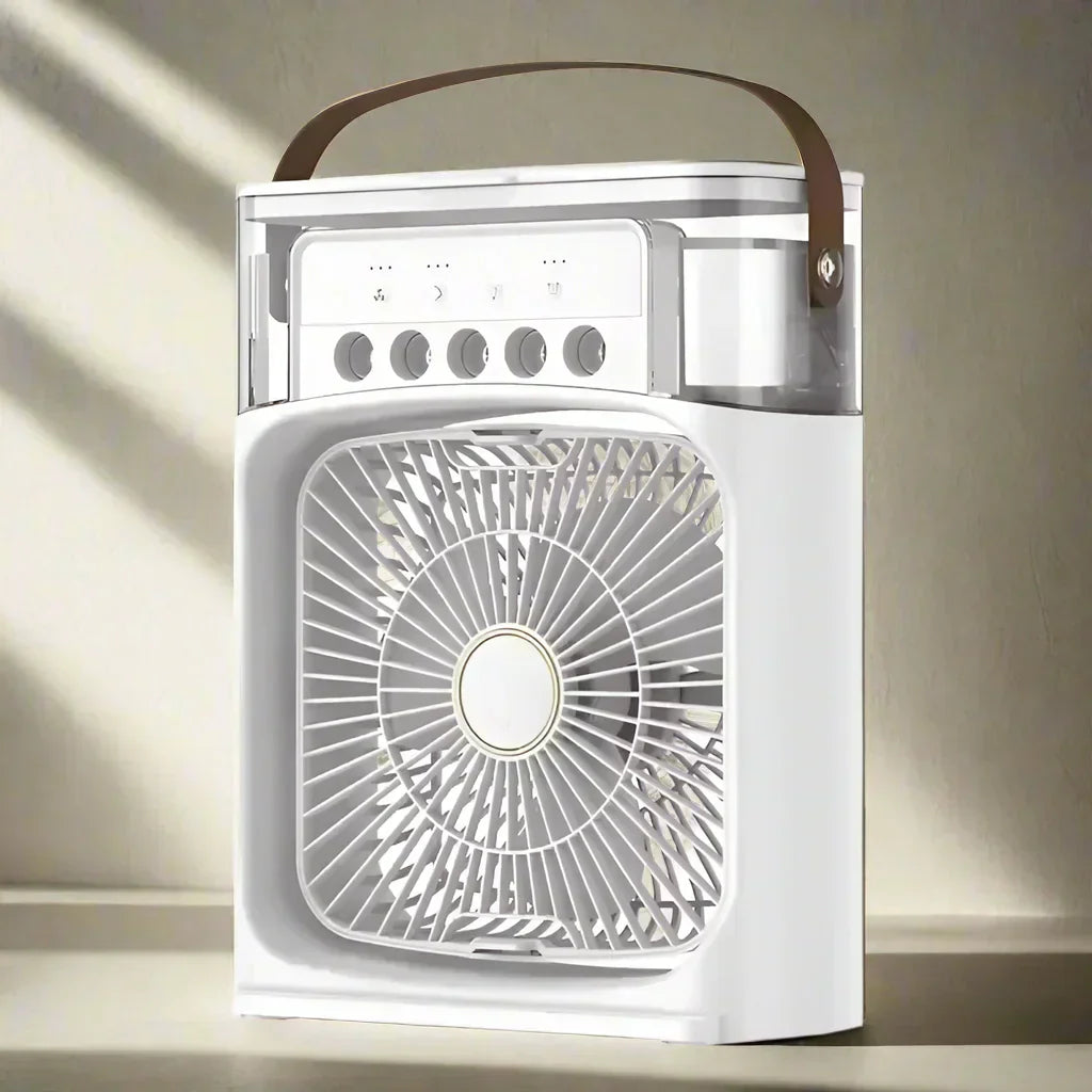 Portable 3-In-1 Mini Air Cooler, Humidifier, and Night Light for Desk