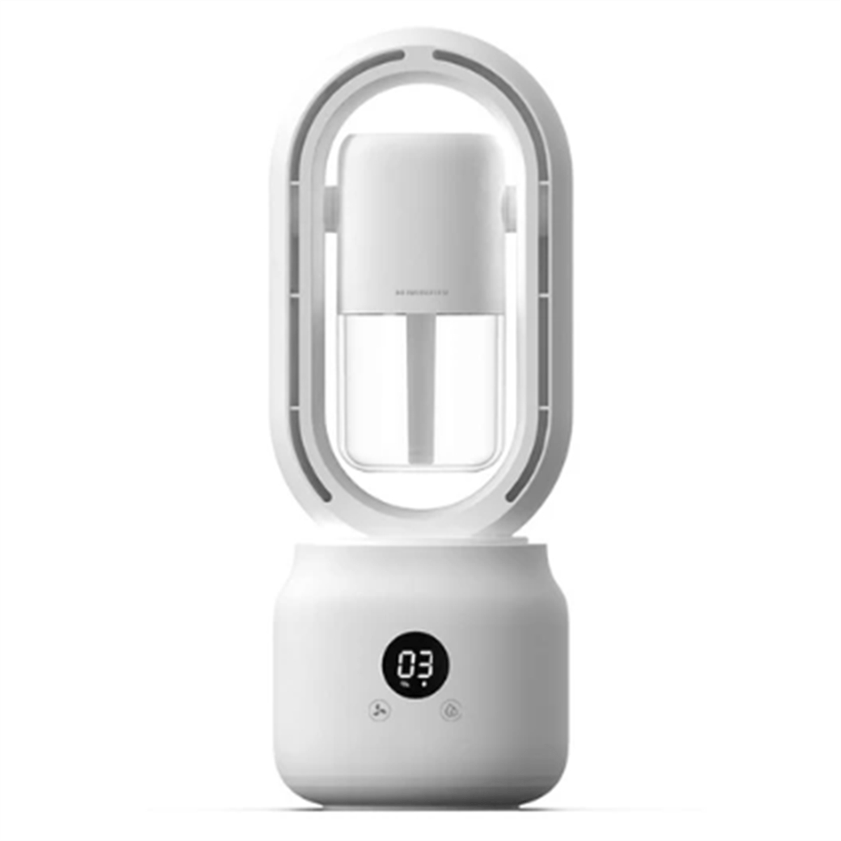 Portable Blade-Free Fan with Humidifier and Night Light for Refreshing Comfort