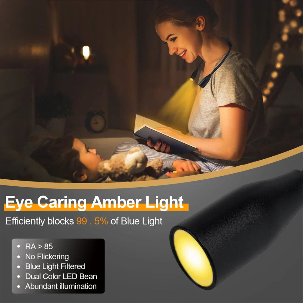 Rechargeable LED Neck Light | USB Powered | 3 Light Colors & Stepless Dimming | Flexible & Portable Design