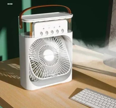 Portable 3-In-1 Mini Air Cooler, Humidifier, and Night Light for Desk