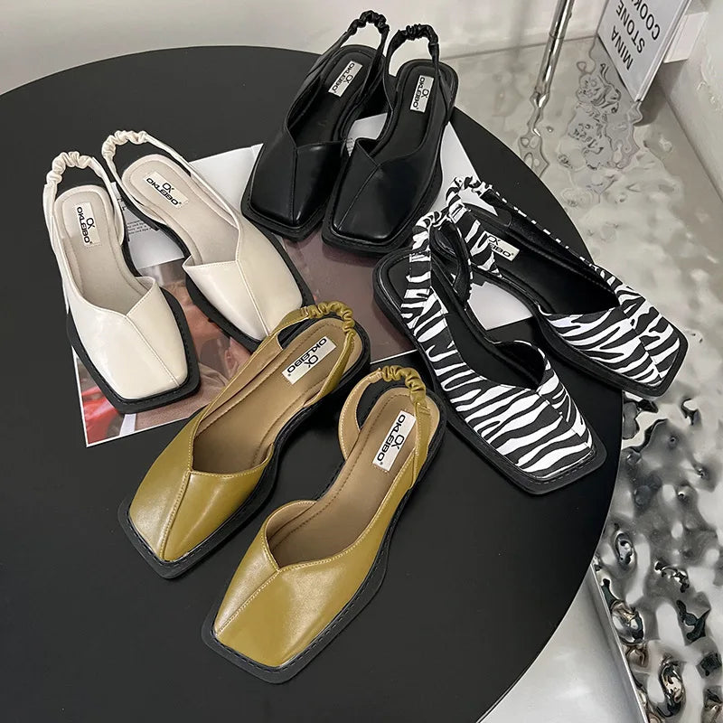 Women's Slingback Sandals Shoes | Square Toe