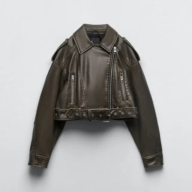 Women's Biker Leather Jacket | Short