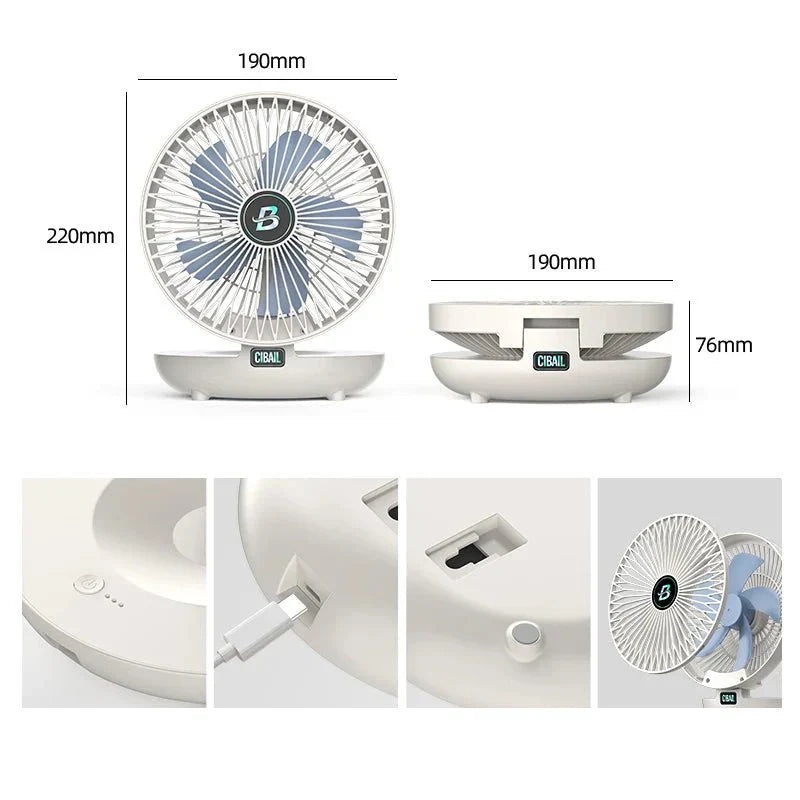 Portable USB Fan with 3 Speed Settings, Foldable and Compact Design