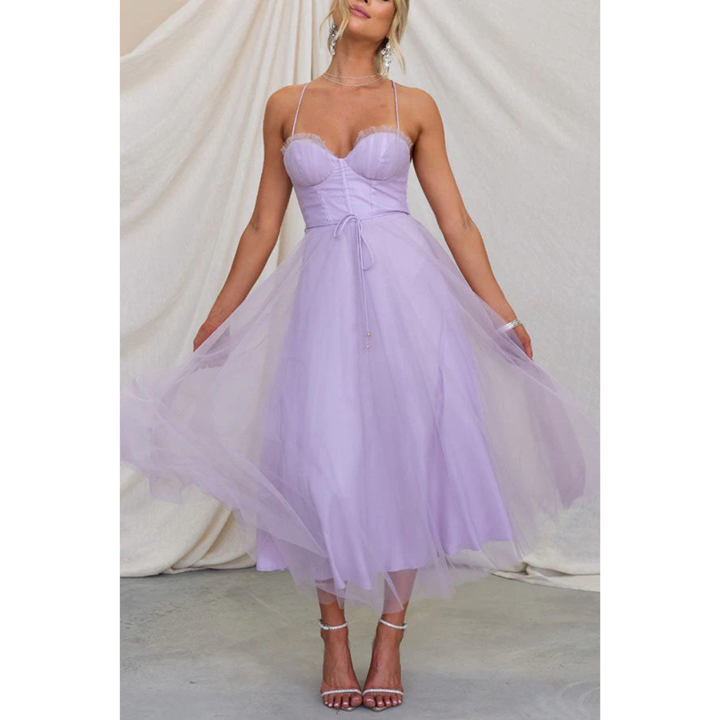 Elegant Midi Summer Dress with Spaghetti Straps for Women | Chic Casual Style