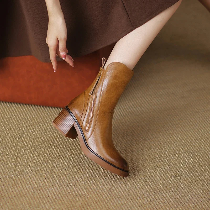 Women's Block Heel Ankle Boots | Zipper