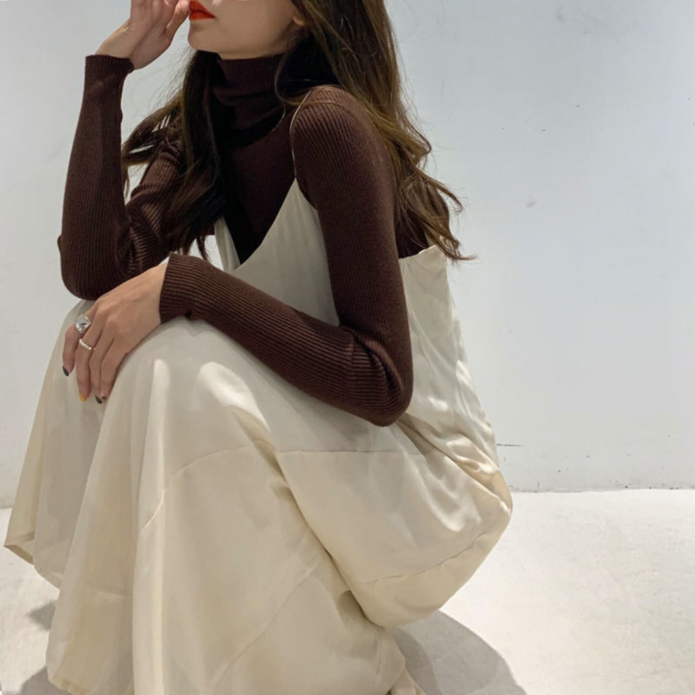 Ribbed Turtleneck Long Sleeve Sweater Top for Women - Sonia