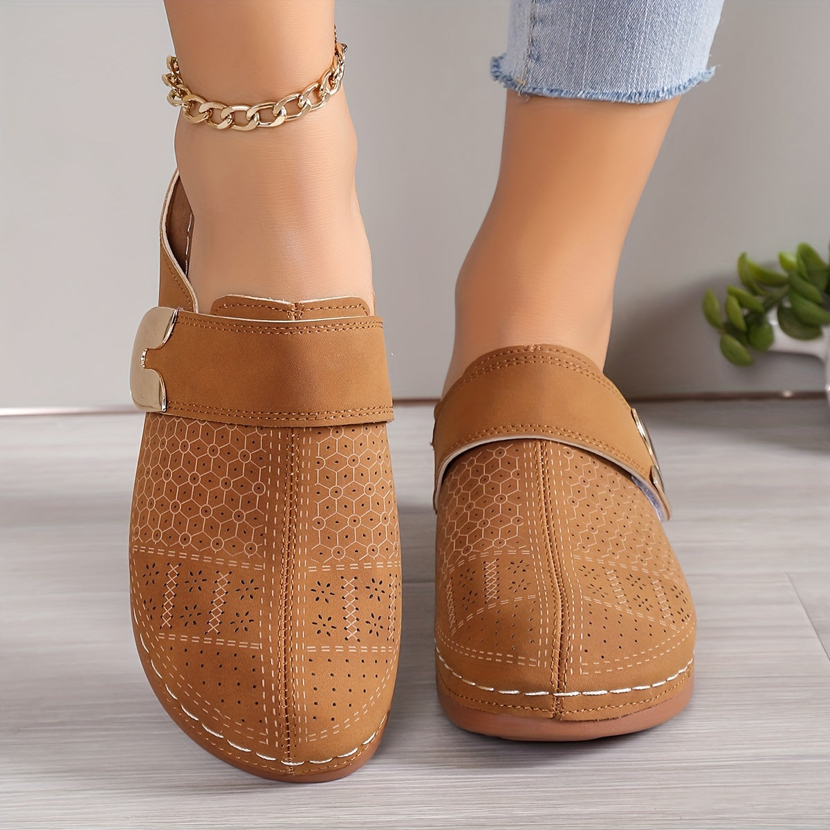 Women's Wedge Slippers | Metal Buckle