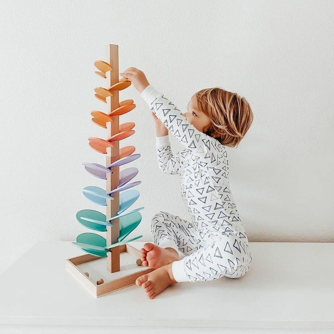Interactive Rainbow Marble Tower