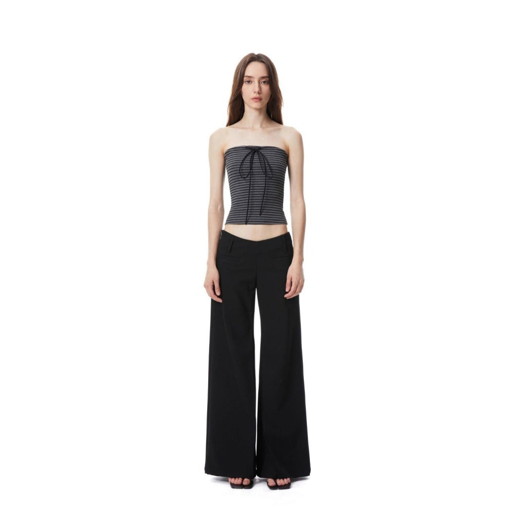 Black Gray Striped Tube Top for Women - Morena