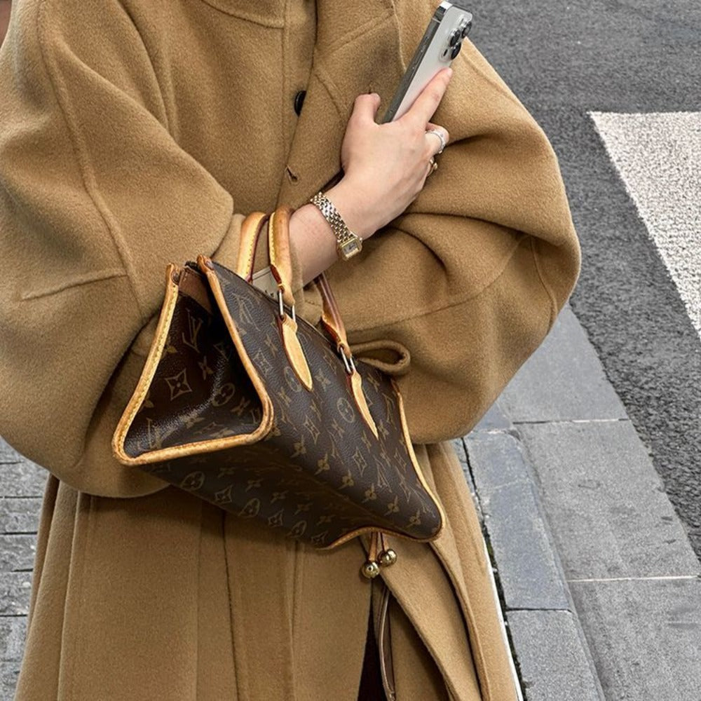 Oversized Wool Long Coat with Pockets for Women - Delfina
