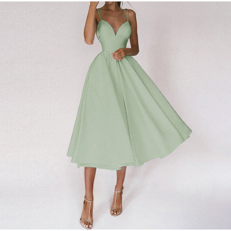 Formal Midi Party Dress with V-Neck for Women | Elegant Evening Style