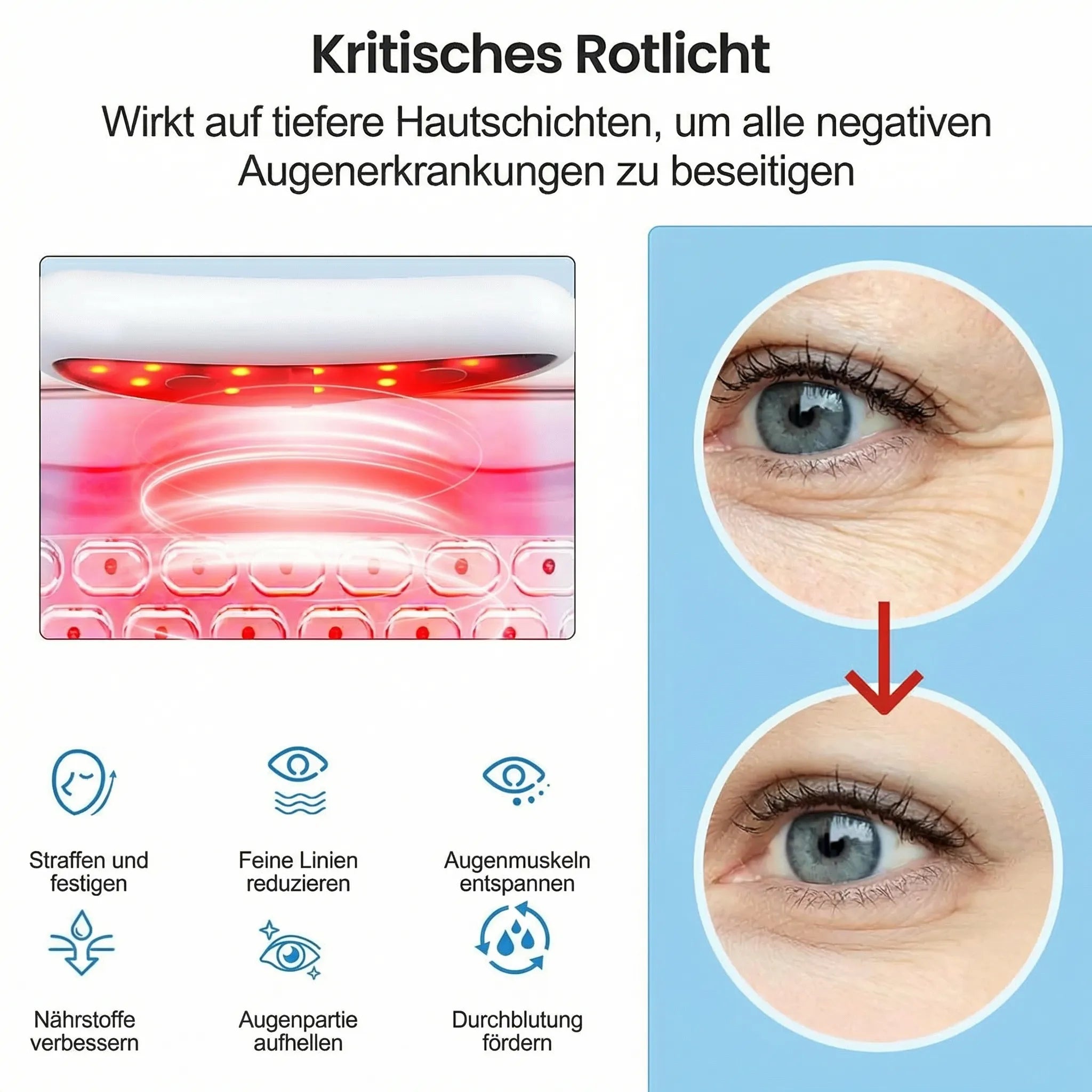 Red Light Therapy Device for Reducing Dark Circles and Puffiness