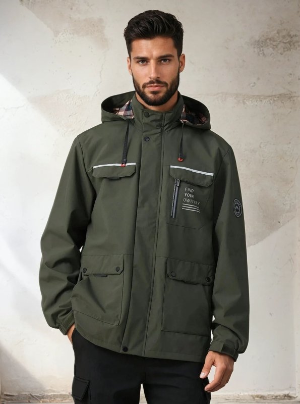Men's Large Pockets Jacket | Hooded