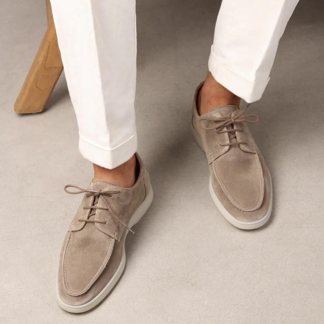 Men's Laced Leather Loafers - Luxurious Autumn Style