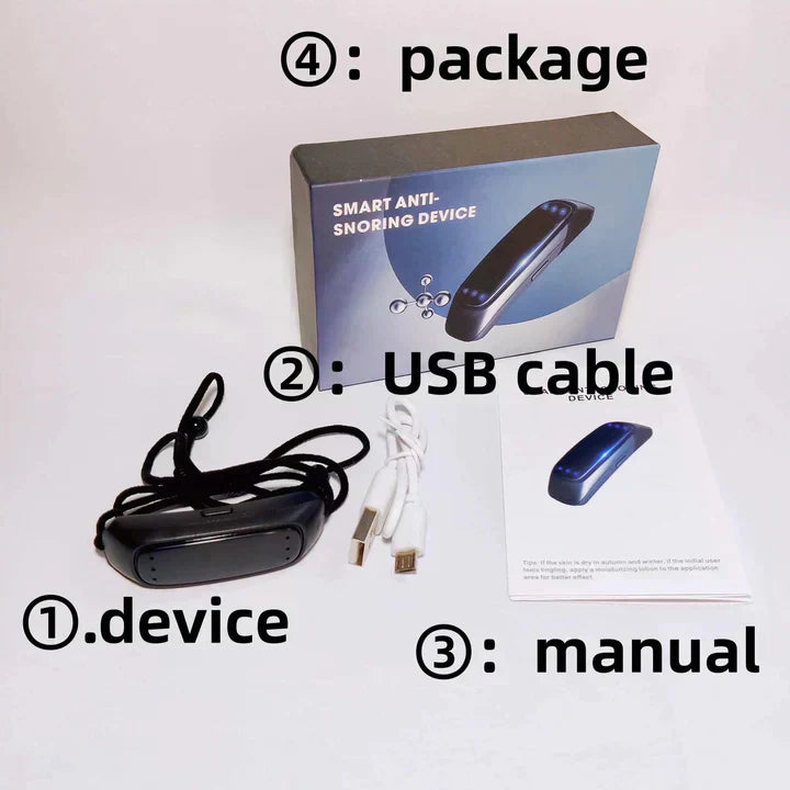 Portable Smart Anti-Snoring Device with EMS Pulse for Comfortable Sleep and Sleep Apnea Relief - USB Rechargeable