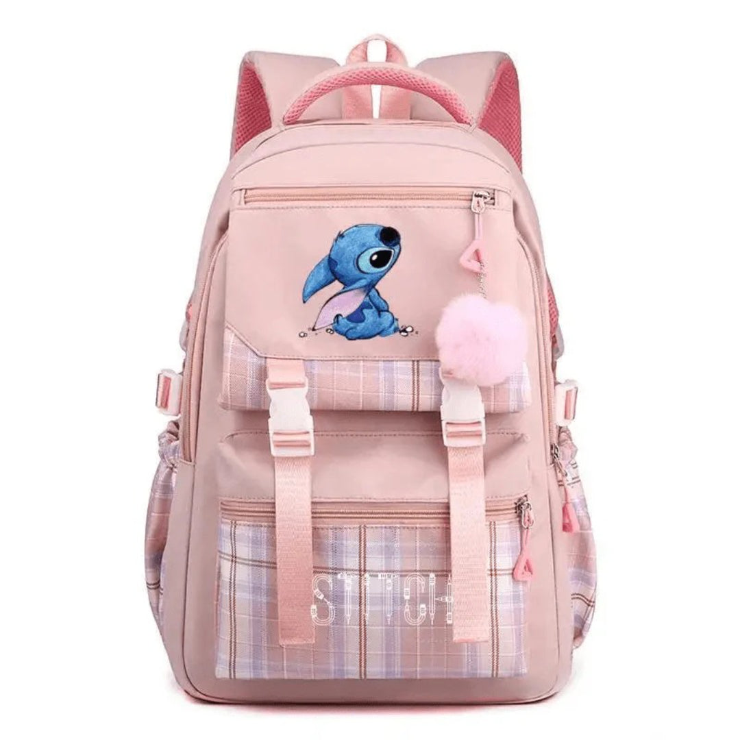 Spacious School Backpack with Stitch Design