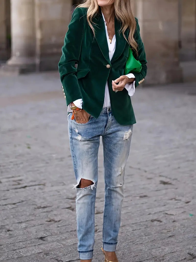 Women's Gold Buttons Blazer | Lapels