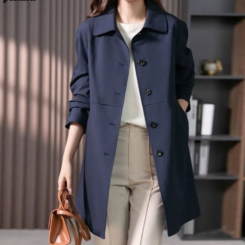Women's Single Button Trench Coat | Lapel
