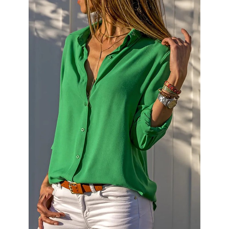 Formal Long Sleeve Blouse for Women | Button Front Design