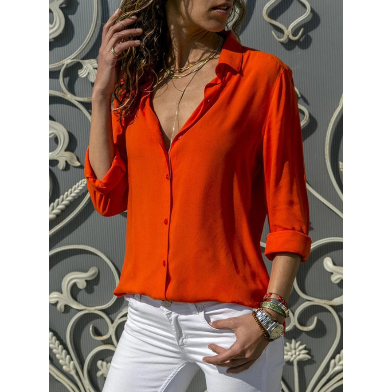 Formal Long Sleeve Blouse for Women | Button Front Design
