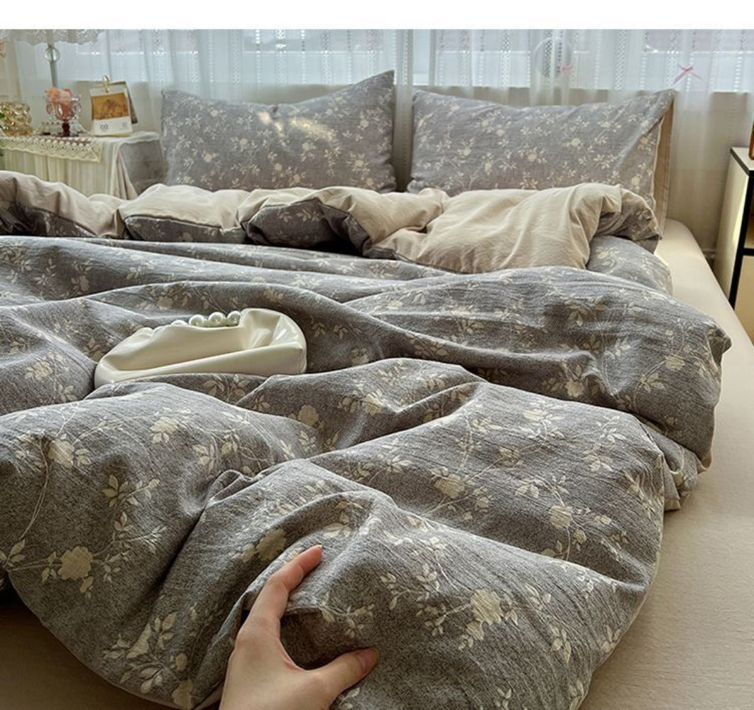 Floral Cotton Duvet Cover Bedding Set for Bedroom - Emanuela