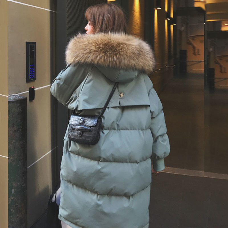 Long Puffer Coat with Fur Hood for Women - Diana