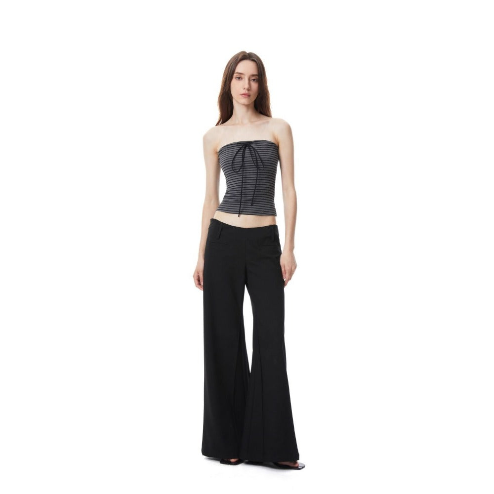 Black Gray Striped Tube Top for Women - Morena