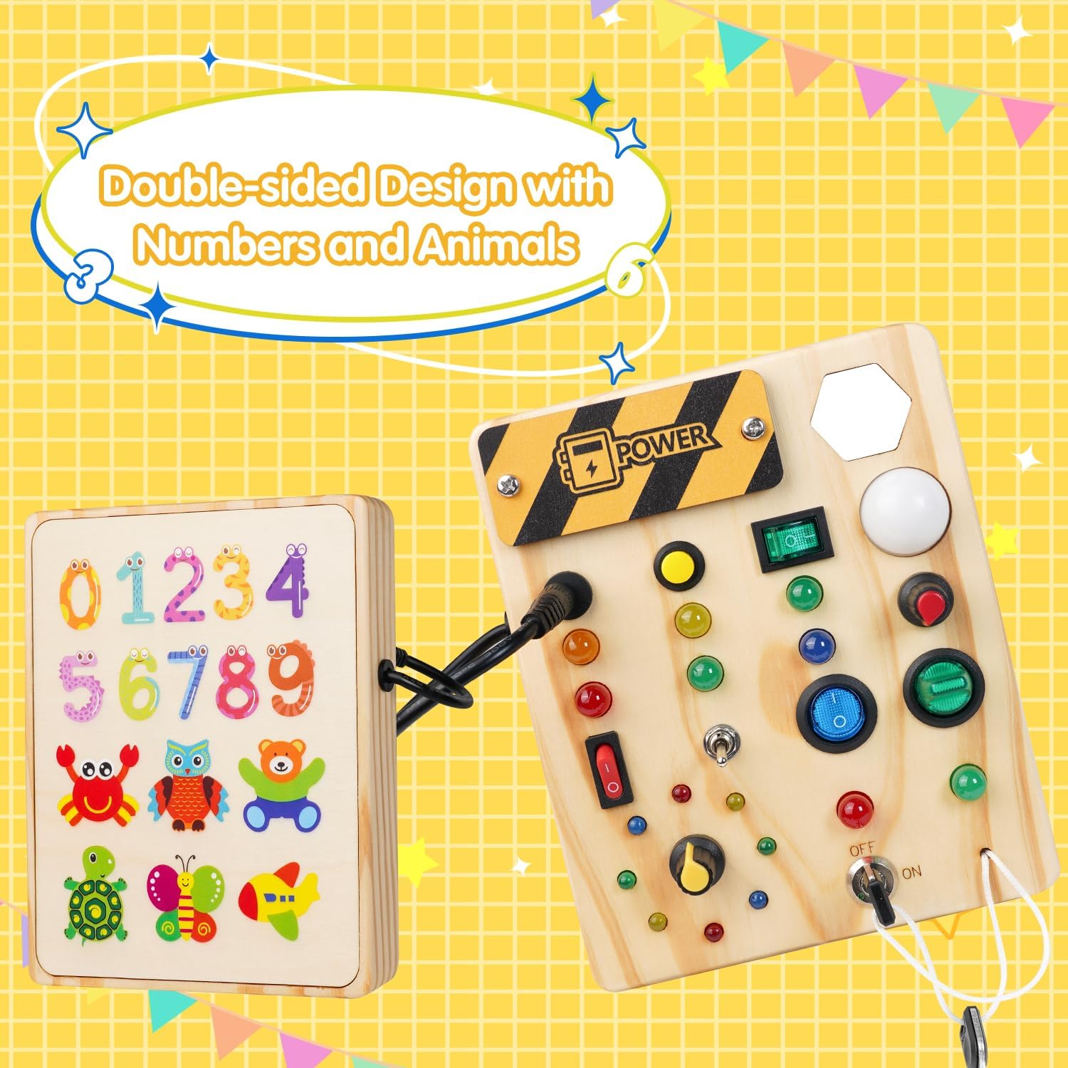 Montessori Toddler Pinboard with 27 LED Lights - Educational Toy for Ages 1-6