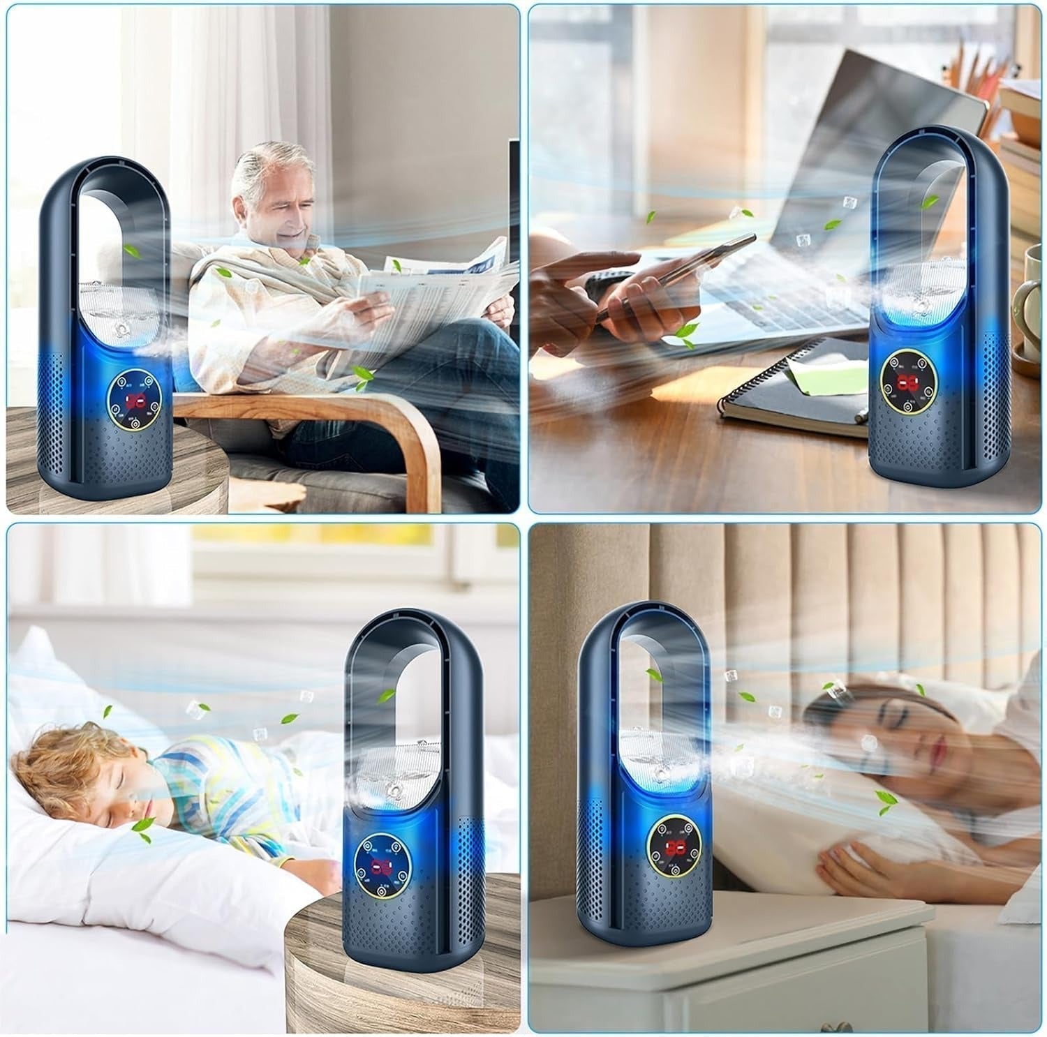 Silent Bladeless Portable Air Conditioner: Ergonomic Design for Home and Office Use