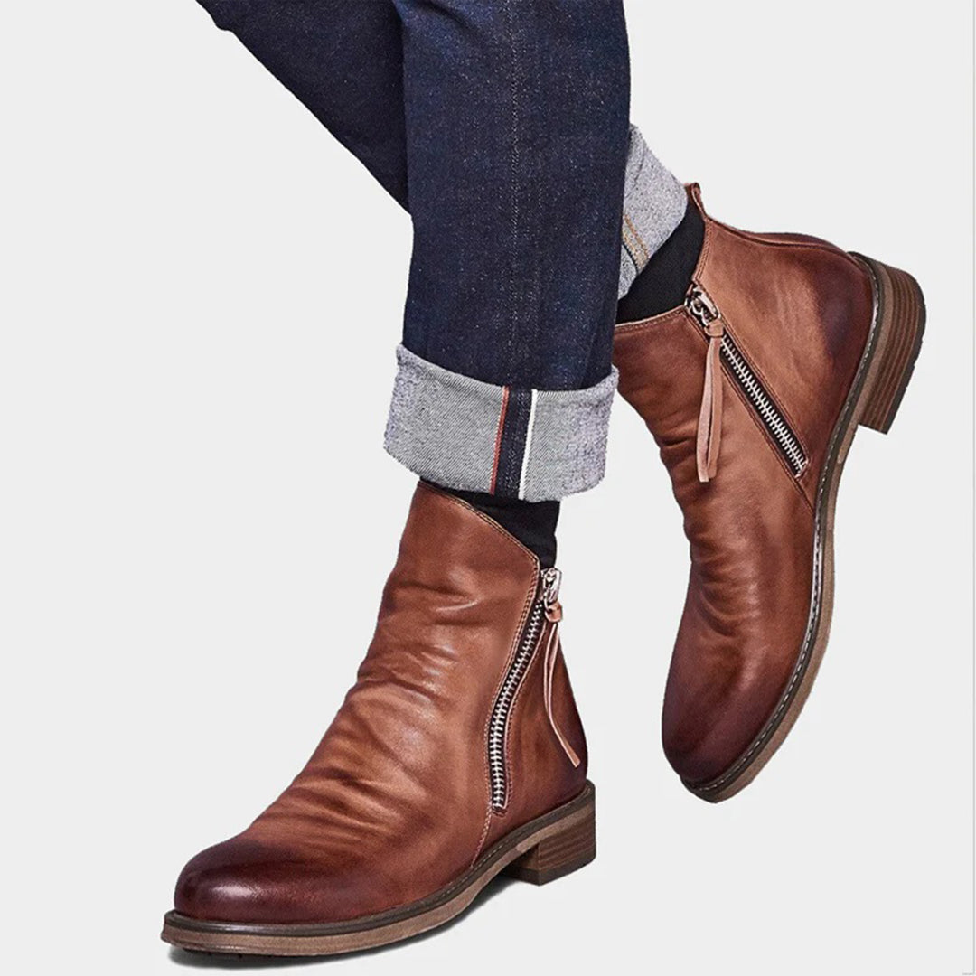 Men's Side Zip Boots | Low Heel