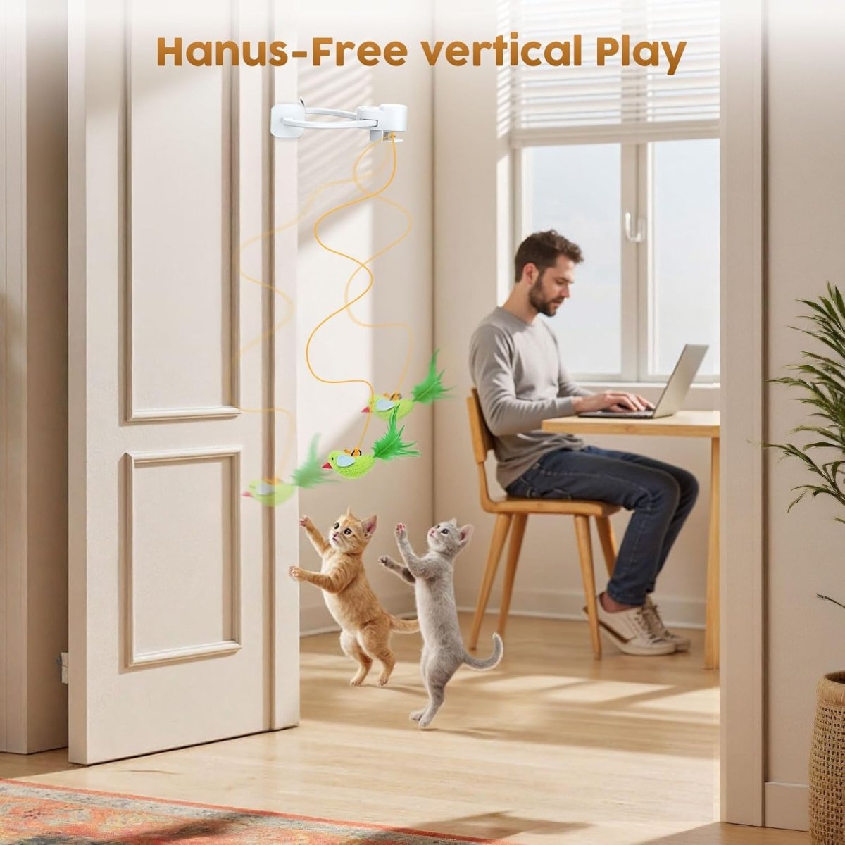 Motion-Activated Bird Toy for Indoor Cats
