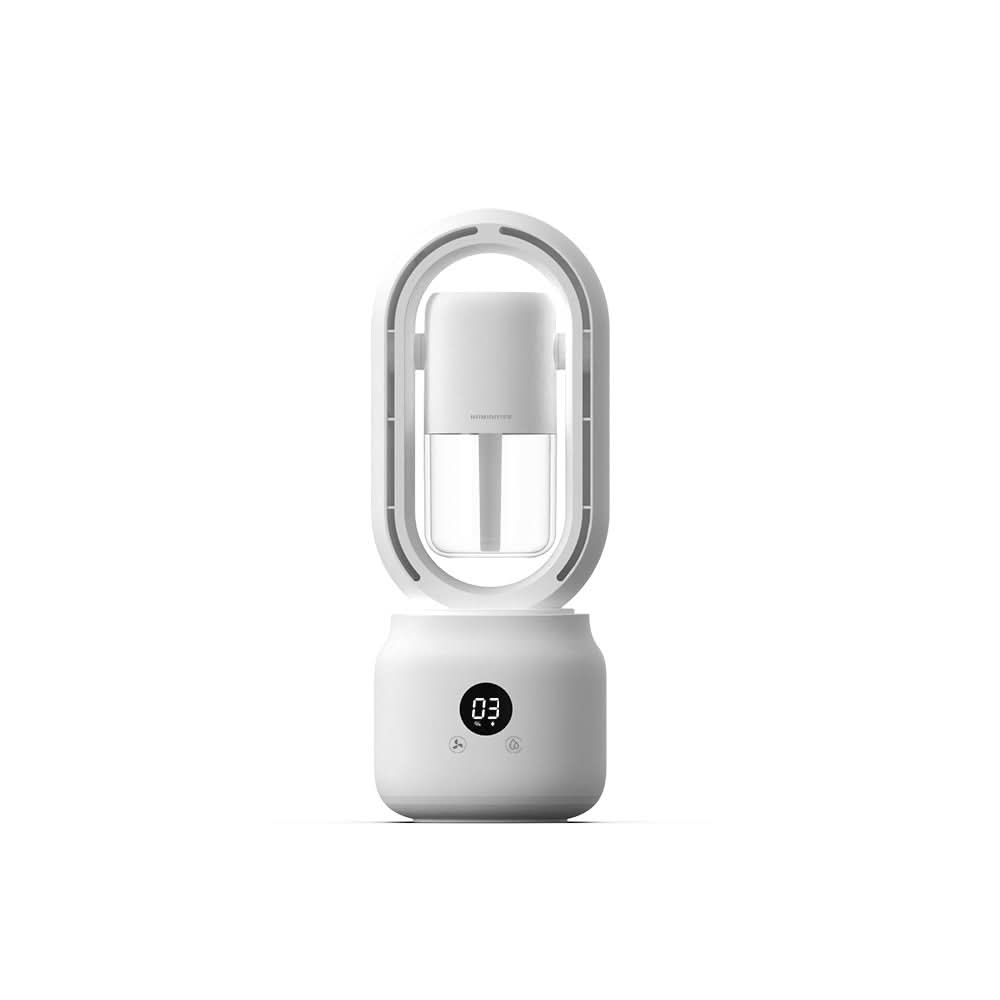 Portable Blade-Free Fan with Humidifier and Night Light for Refreshing Comfort