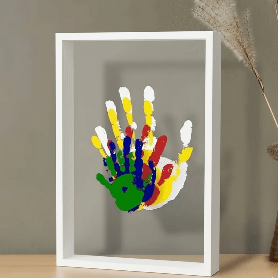 Wooden Baby Memory Frame with Clay for Hand and Footprints