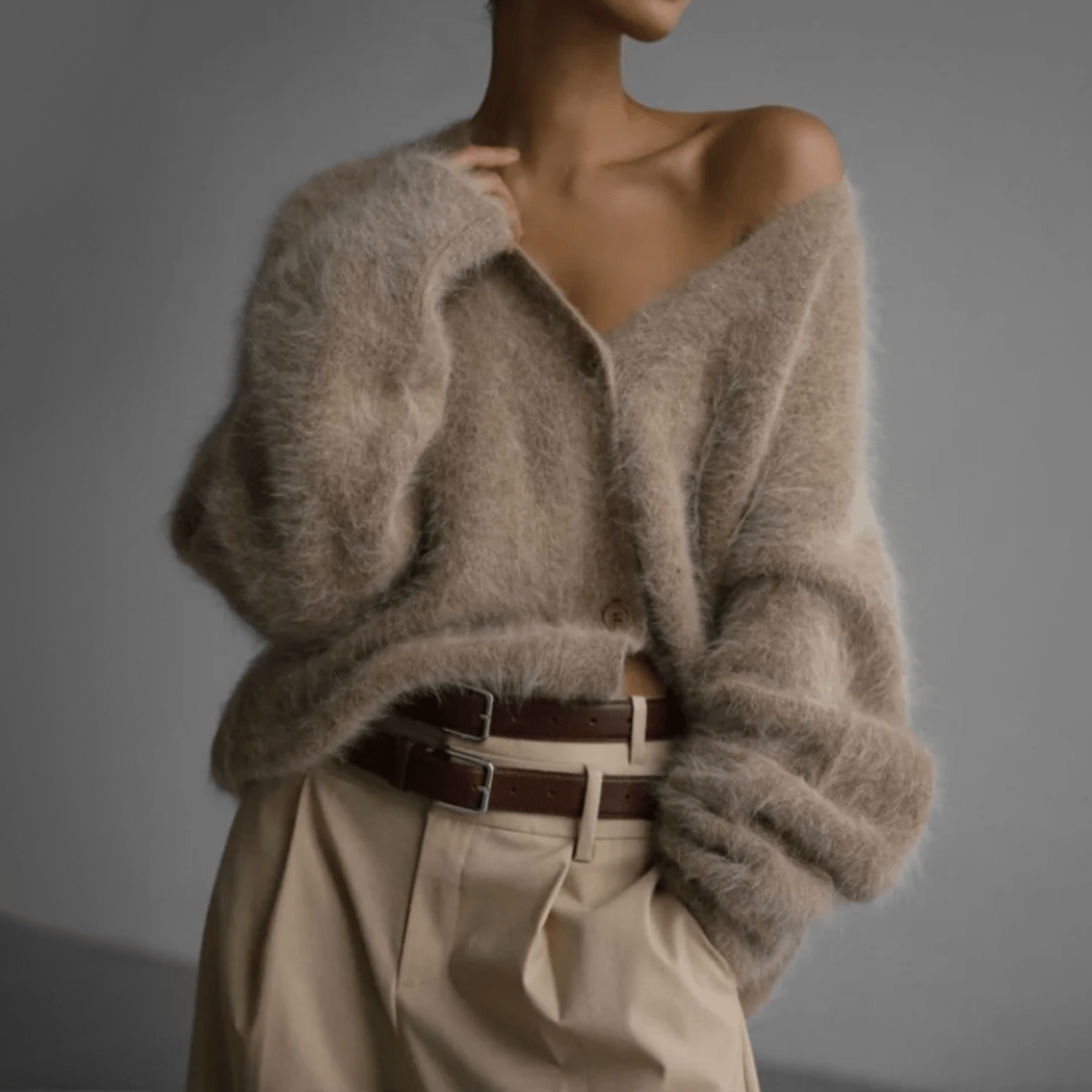 Women's Knit V-Neck Cardigan | Oversize